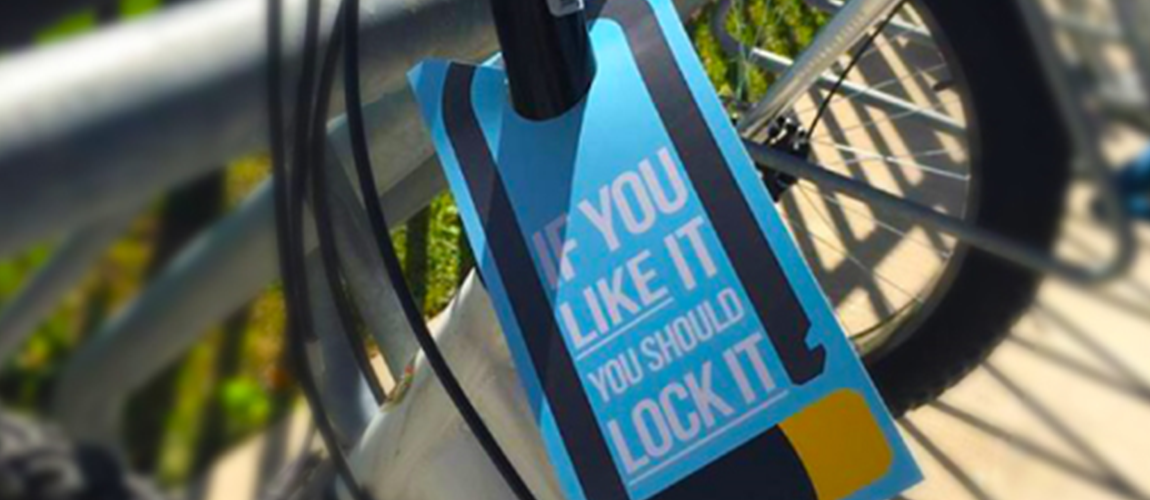 Bike lock tag on a bike